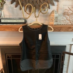 Black /gray leather blouse